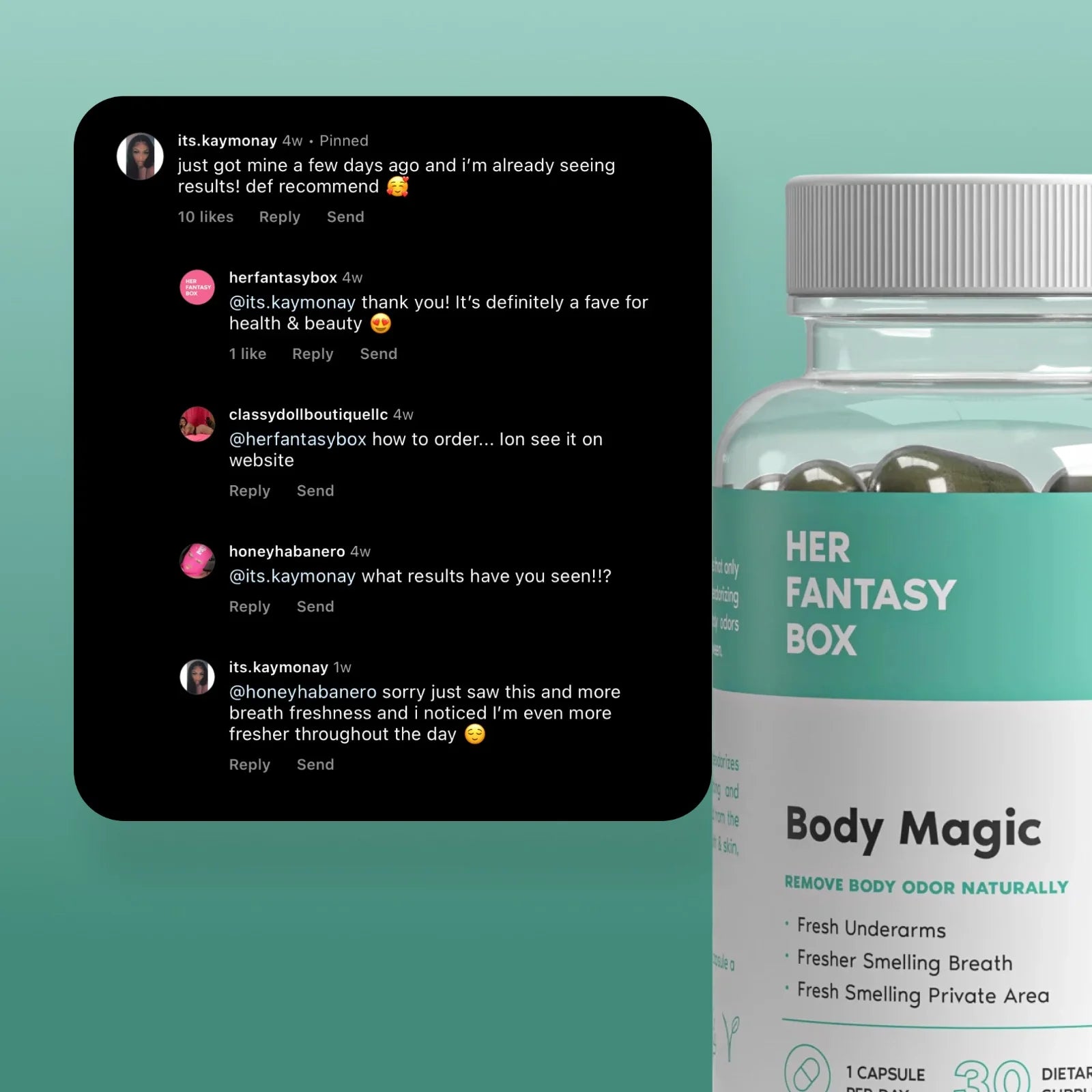Body Magic Chlorophyll Pill - For Body Odor, Detox & Skin – HER FANTASY BOX